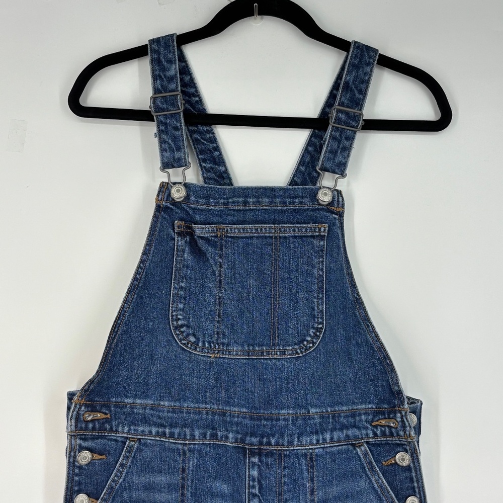 Old Navy Womens Size 4 TALL Overalls Medium Blue Denim Ankle Slim Leg Cotton - Picture 2 of 11